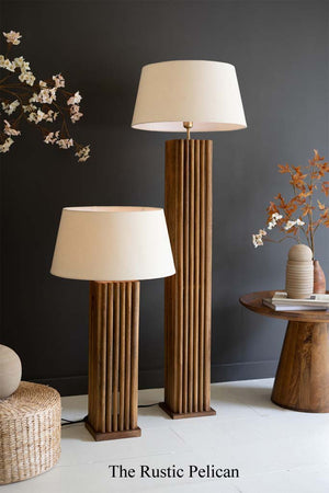  Modern Rustic Spindle Wooden Floor Lamp 