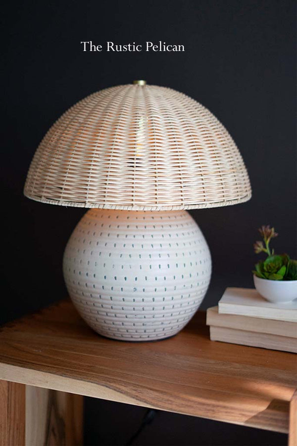 Modern Designer Table Lamp with Rattan Shade