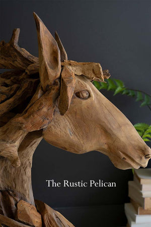 Free Shipping - Large Modern Teakwood Horse  Sculpture