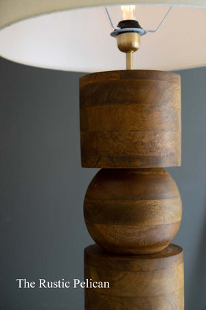 Modern Rustic Carved Wooden Floor Lamp 