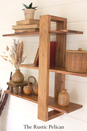 Three-Tiered Adjustable Wooden Shelf