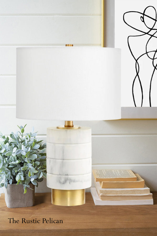   Modern Brass and Marble Table Lamp