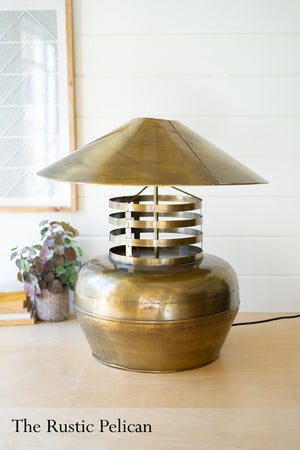  Large Brass Table Lamp with Brass Shade
