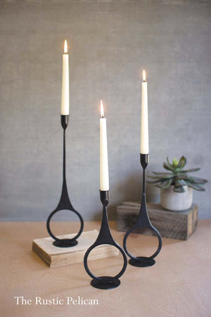 Cast Iron Candle Holders. Set of Three 