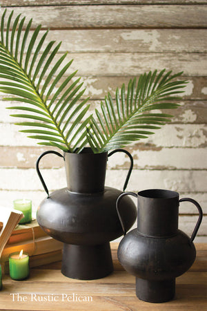 Modern Farmhouse black Urn Vases with Handles