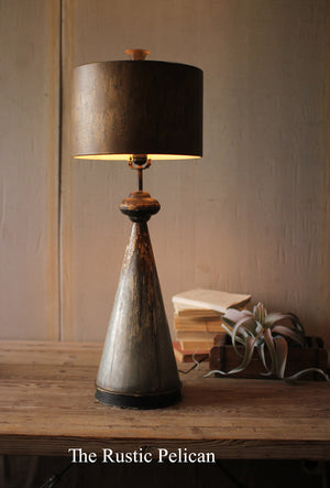Lamp - Rustic Table Lamp with metal base and shade