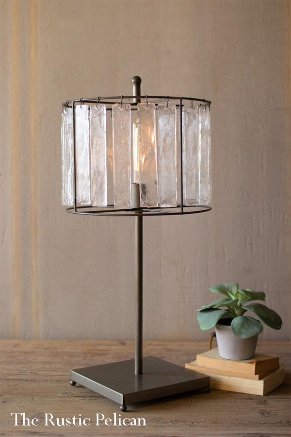 FREE SHIPPING - Tall Modern Farmhouse glass table lamp
