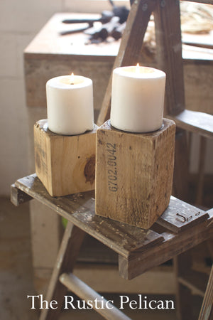 andle holders, wooden candlestick, rustic farmhouse votive candles