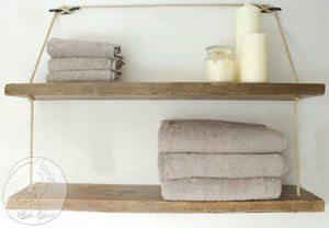 Modern Farmhouse Rustic Wood Bath Shelves 