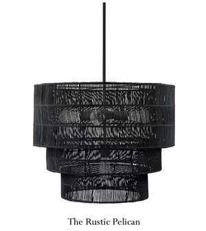 Large Modern Tiered Rattan Chandelier