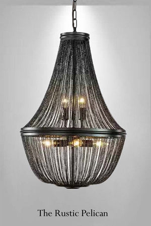 Modern Bohemian 6 Light Matte Black Chain Chandelier