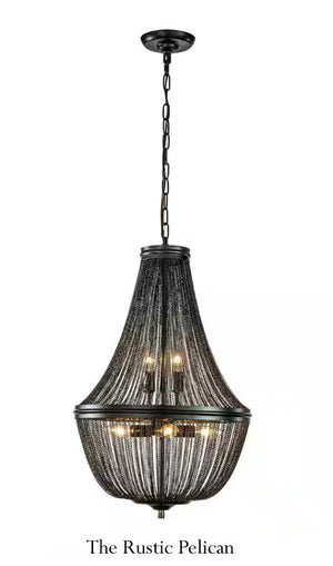 Modern Bohemian 6 Light Matte Black Chain Chandelier