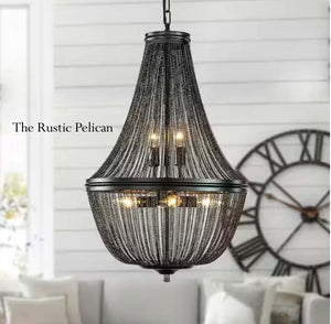 Modern Bohemian 6 Light Matte Black Chain Chandelier