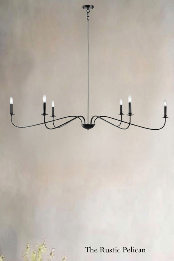 Minimalist Modern Farmhouse Chandelier with 6 Candelabra Lights 