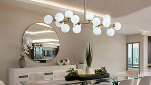 Large Modern 16 White Glass Sputnik Chandelier