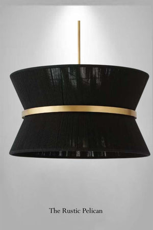 Modern Bohemian Handwoven Black & Brass Chandelier