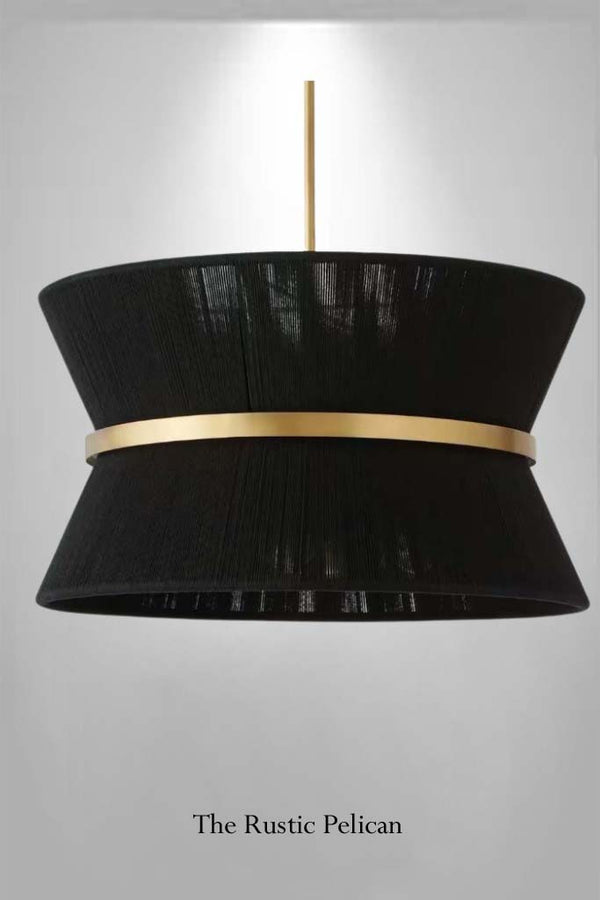 Modern Bohemian Handwoven Black & Brass Chandelier