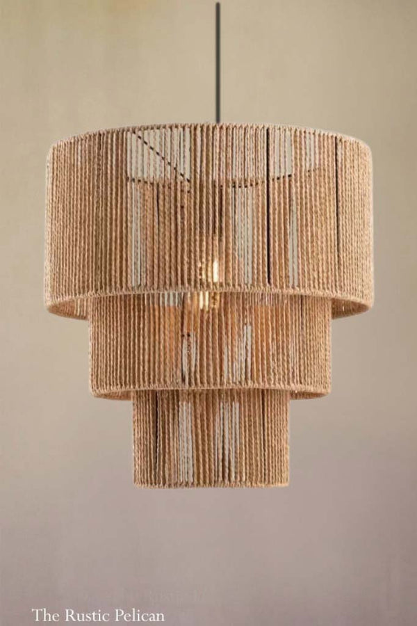 FREE SHIPPING - Large Modern Rattan Chandelier