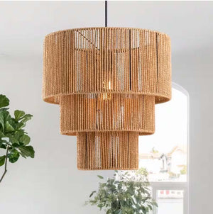 FREE SHIPPING - Large Modern Rattan Chandelier