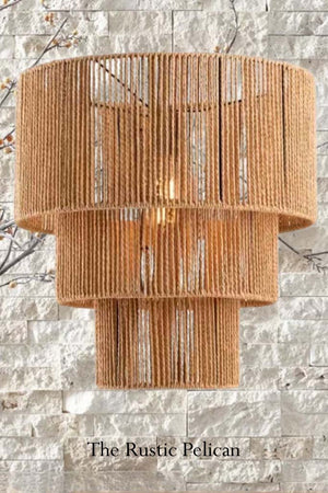 FREE SHIPPING - Large Modern Rattan Chandelier