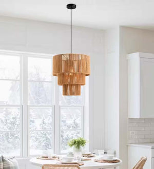 FREE SHIPPING - Large Modern Rattan Chandelier