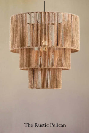 FREE SHIPPING - Large Modern Rattan Chandelier