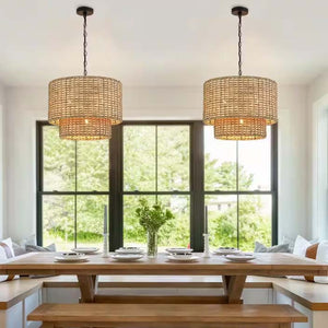 Large Modern Rattan Chandelier