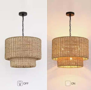 FREE SHIPPING - Large Modern Rattan Chandelier