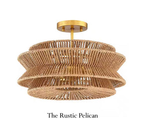 FREE SHIPPING - Large Modern Rattan Chandelier