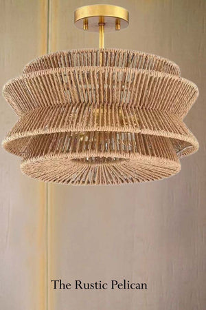 FREE SHIPPING - Large Modern Rattan Chandelier