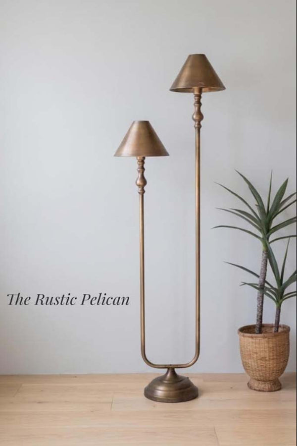 Modern Farmhouse Antique Gold Floor Lamp 