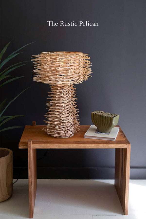 Unique Modern Designer Organic Cane Table Lamp