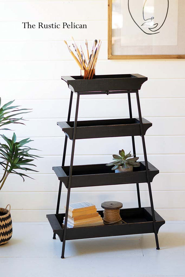 Modern Farmhouse Wood and Iron Display Stand 