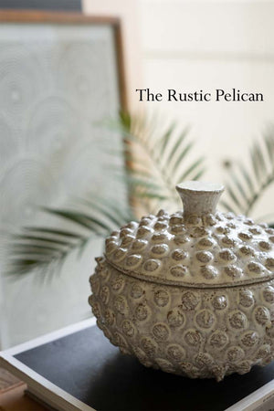 Home Decor-ceramic coastal modern hobnail canisters