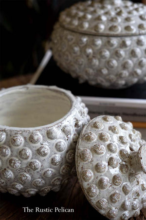 Home Decor-ceramic coastal modern hobnail canisters