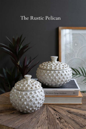 Home Decor-ceramic coastal modern hobnail canisters