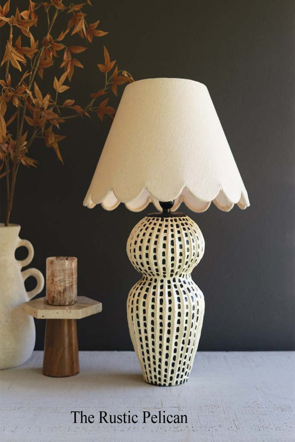 FREE SHIPPING - Modern Designer Table Lamp with Scalloped Shade