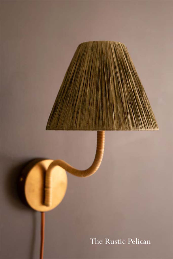 Modern Bohemian Rattan-Wrapped Wall Light 