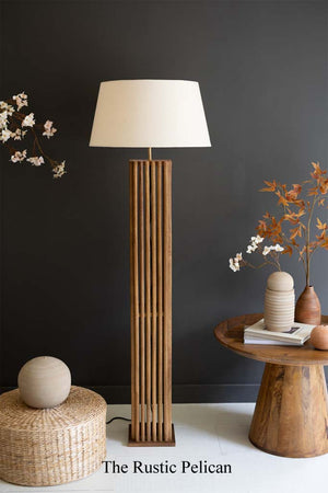  Modern Rustic Spindle Wooden Floor Lamp 