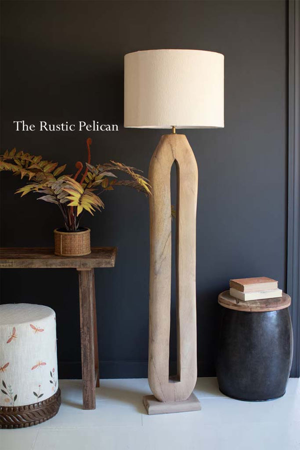 Modern Farmhouse Rustic Wooden Floor Lamp