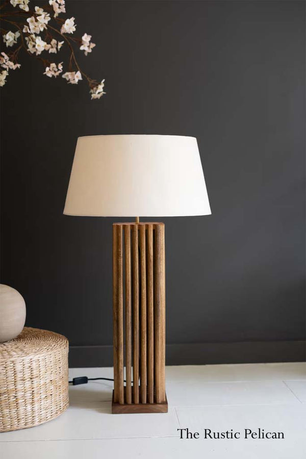 Modern Rustic Hand carved Wood Table Lamp