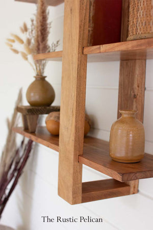 Three-Tiered Adjustable Wooden Shelf