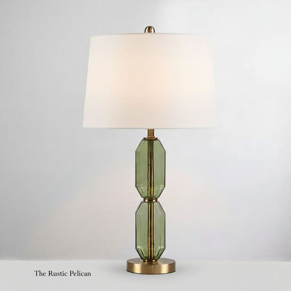 FREE SHIPPING - Modern Green Zirconia Faceted Glass Table Lamp