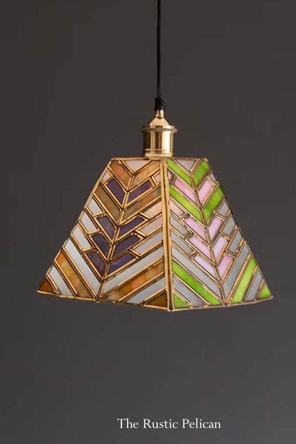 FREE SHIPPING - Modern Farmhouse Stained Glass Pendant Light
