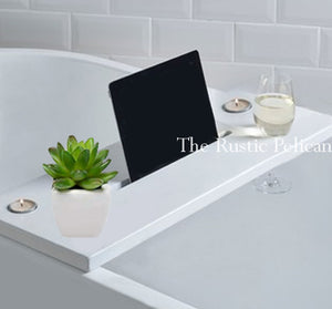Bath Tray, Shower Caddy, Modern Farmhouse White 