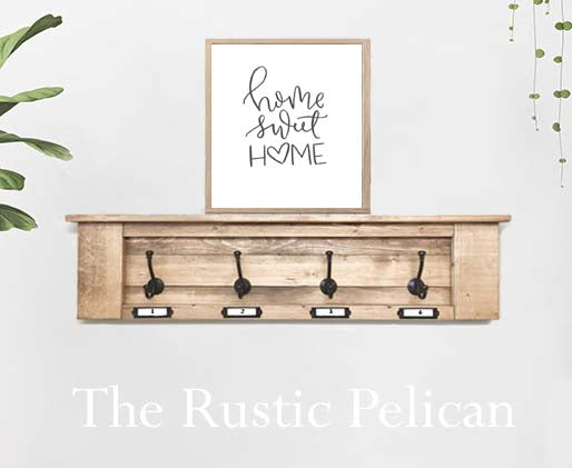 Rustic-Farmhouse-Coat-Rack-Wood-Shelf-Coat-Hanger-Modern Rustic Home Decor  - The Rustic Pelican