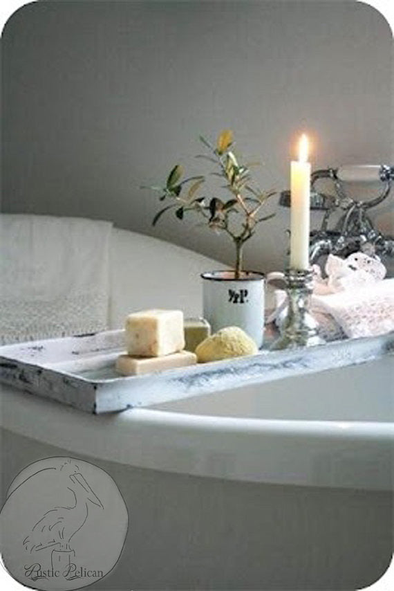 Bath tray, farmhouse rustic shower caddy,