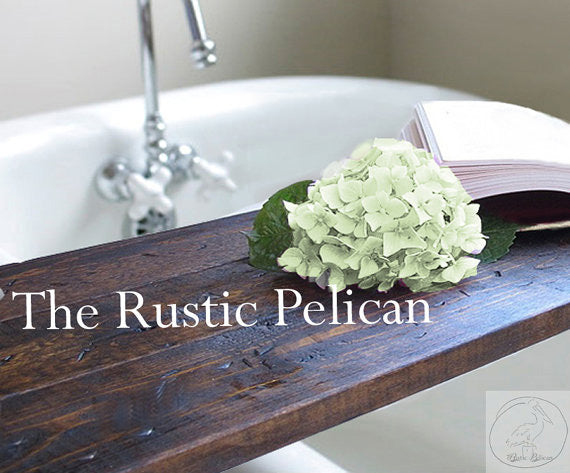Rustic wood bath caddy, bathtub tray