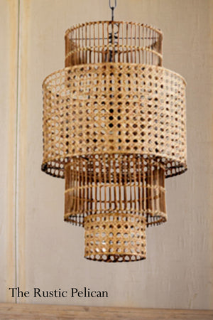 FREE SHIPPING - Large Modern Farmhouse Bamboo Chandelier