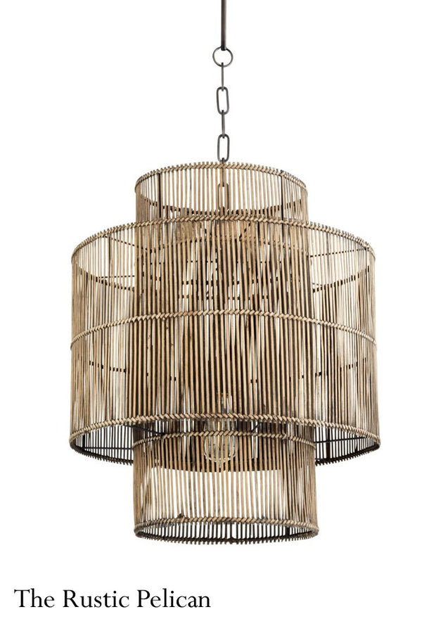 FREE SHIPPING - Large Modern Farmhouse Bamboo Chandelier